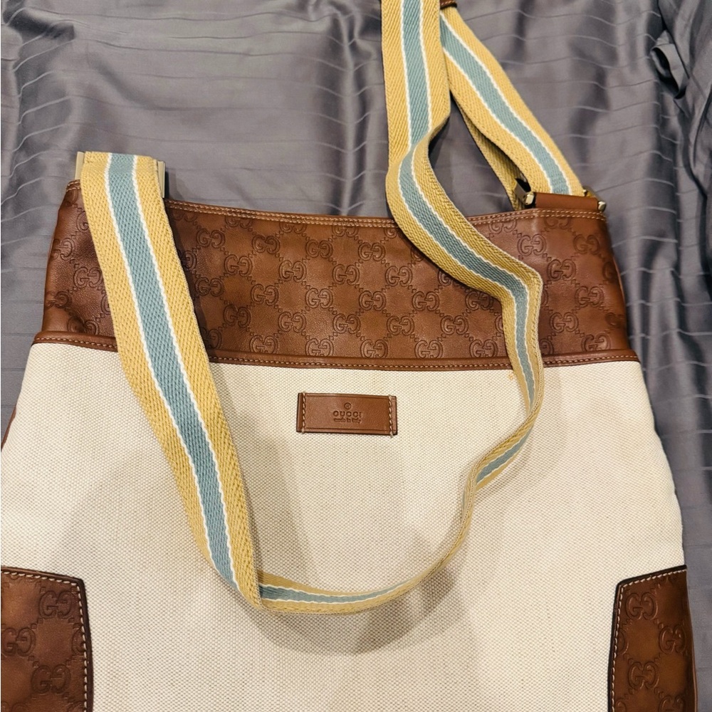 Gucci Brown and Cream Messenger Bag